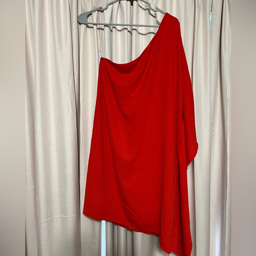 Red one shoulder dress